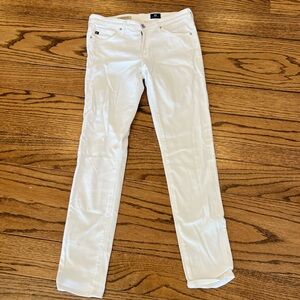 AG Stevie Ankle slim straight white jeans.